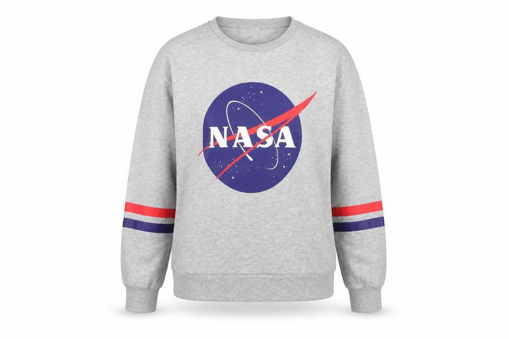 Front view of H&M Grey NASA Crew Neck T-Shirt, size 12