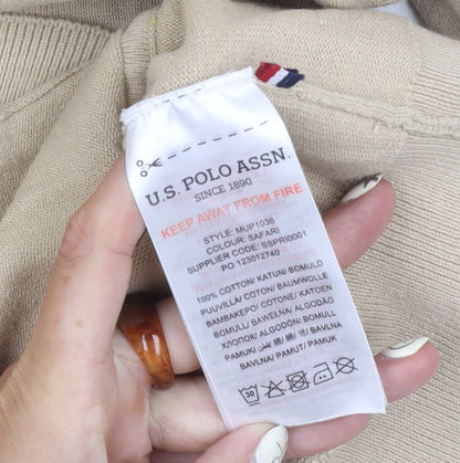 U.S. Polo Assn. Men's Beige Full Zip Jumper, Size L