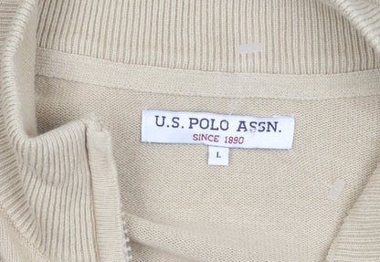 U.S. Polo Assn. Men's Beige Full Zip Jumper, Size L