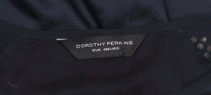 Womens UK Size 12 Dorothy Perkins Black Basic Blouse