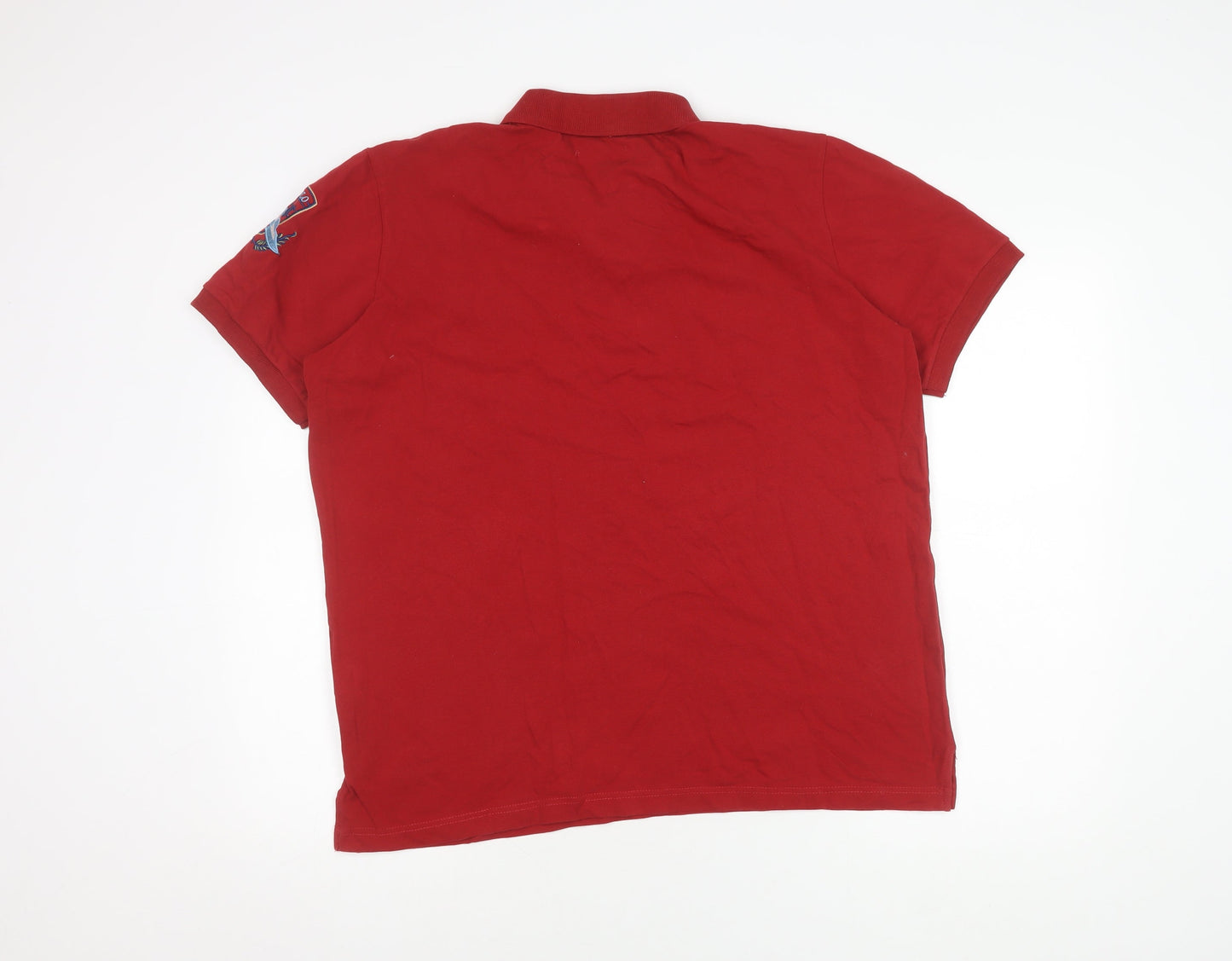 La Martina Men's Red XL Embroidered Polo Shirt