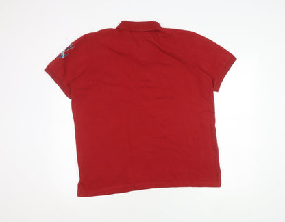 La Martina Men's Red XL Embroidered Polo Shirt