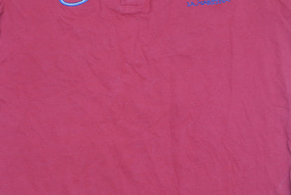 La Martina Men's Red XL Embroidered Polo Shirt