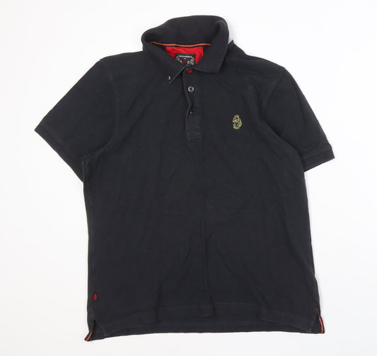 Luke Men's Black XL Polo Shirt with Embroidered Logo