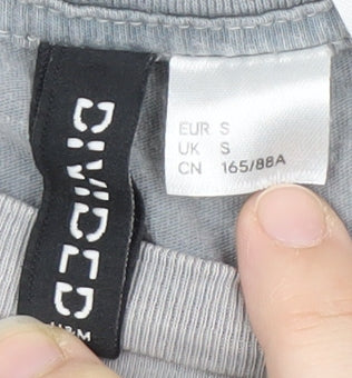 Womens UK Size S Divided Grey  T-Shirt