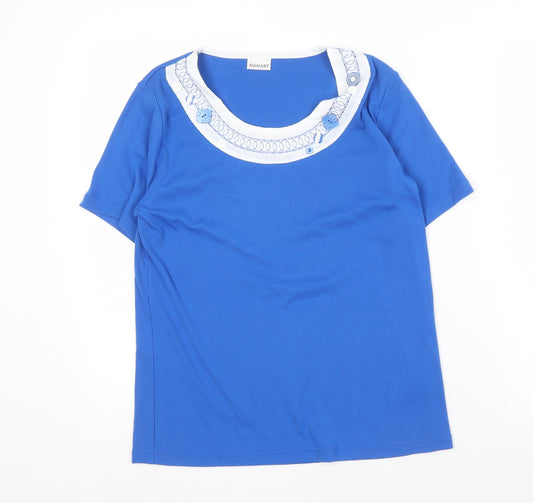 Damart Women's Blue T-Shirt, Size M, Short Sleeve