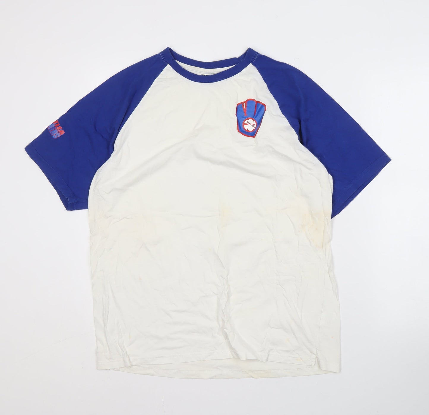 Kariban Men's White Blue Sports T-Shirt Size L