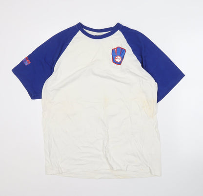 Kariban Men's White Blue Sports T-Shirt Size L