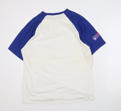 Kariban Men's White Blue Sports T-Shirt Size L