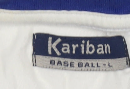 Kariban Men's White Blue Sports T-Shirt Size L