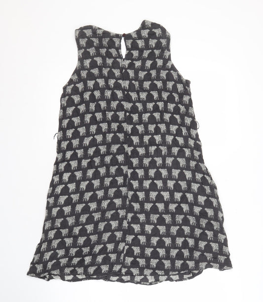 FatFace Women Black Animal Print Shift Dress Size 14