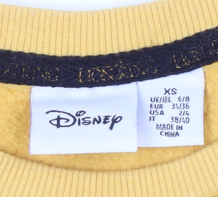Womens UK Size XS Disney Yellow Pullover Sweatshirt