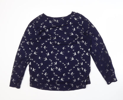 Oasis Women's Blue Crew Neck Animal Print Sweatshirt M