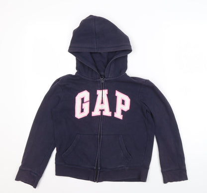 GAP Girls Blue Full Zip Hoodie with Logo, Size 10 Years