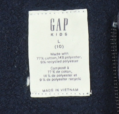 GAP Girls Blue Full Zip Hoodie with Logo, Size 10 Years