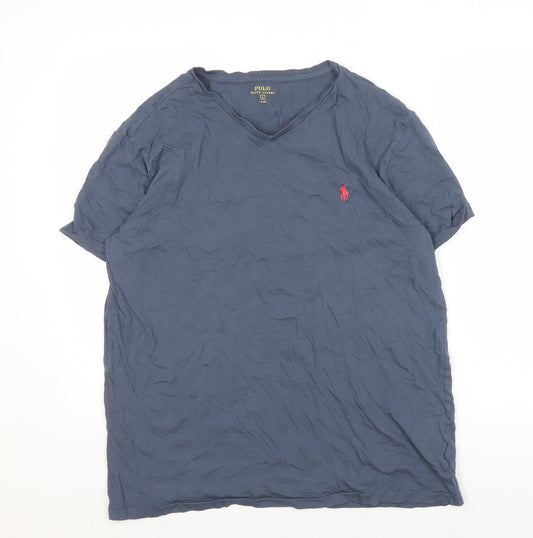 Polo Ralph Lauren Men's Blue V-Neck T-Shirt - L