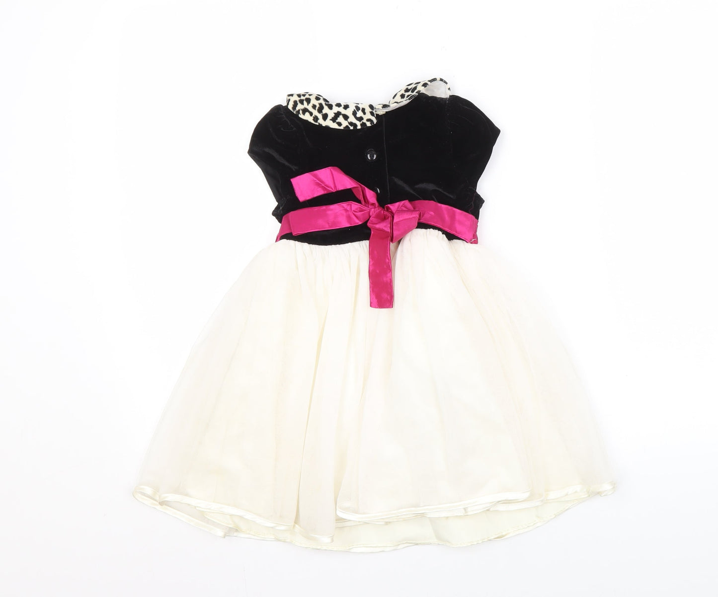 Jona Michelle Girls Black Ivory Fit & Flare Dress 4 Years