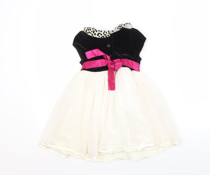 Jona Michelle Girls Black Ivory Fit & Flare Dress 4 Years