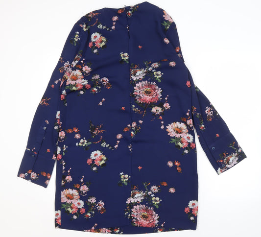 Warehouse Women's Blue Floral Shift Dress Size 14