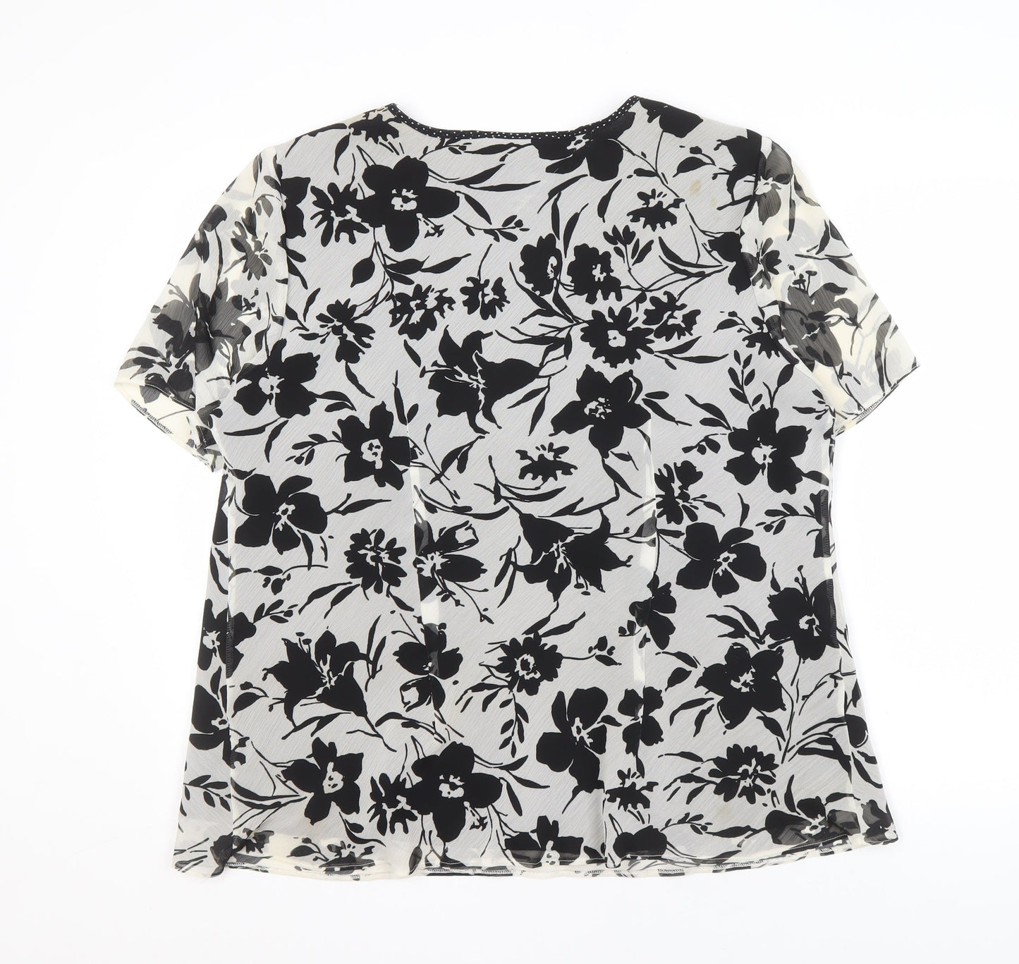 Ann Harvey Women's Black Floral Viscose Blouse, Size 16