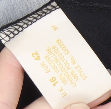 Ann Harvey Women's Black Floral Viscose Blouse, Size 16