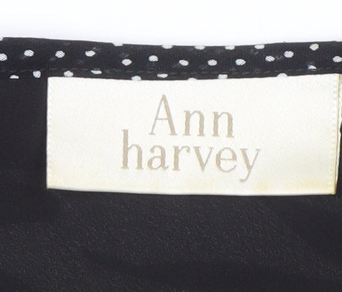 Ann Harvey Women's Black Floral Viscose Blouse, Size 16