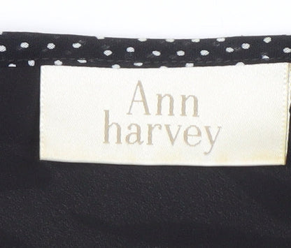 Ann Harvey Women's Black Floral Viscose Blouse, Size 16