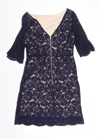 Oasis Women’s Blue Lace Sheath Dress Size 12
