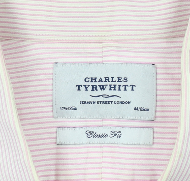 Charles Tyrwhitt Men's Pink Striped Classic Fit Shirt 44