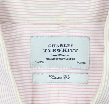 Charles Tyrwhitt Men's Pink Striped Classic Fit Shirt 44