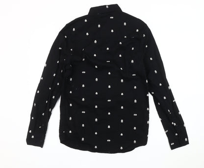 H&M Men Black XS Star Wars Collared Long Sleeve Shirt