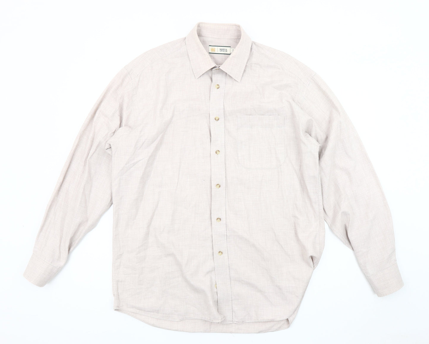 Marks & Spencer Men's Beige Long Sleeve Shirt