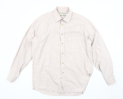 Marks & Spencer Men's Beige Long Sleeve Shirt
