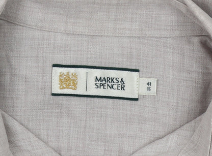 Marks & Spencer Men's Beige Long Sleeve Shirt