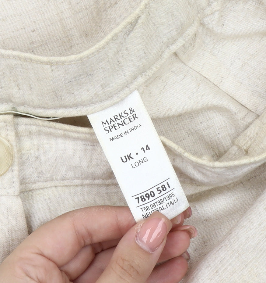 Womens UK Size 14 Marks and Spencer Regular Fit Casual Ivory Trousers