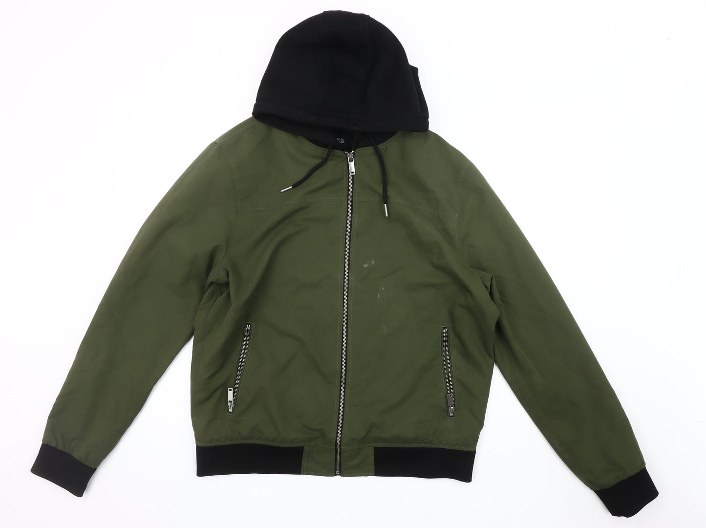 Mens UK Size L River Island Green Bomber Jacket