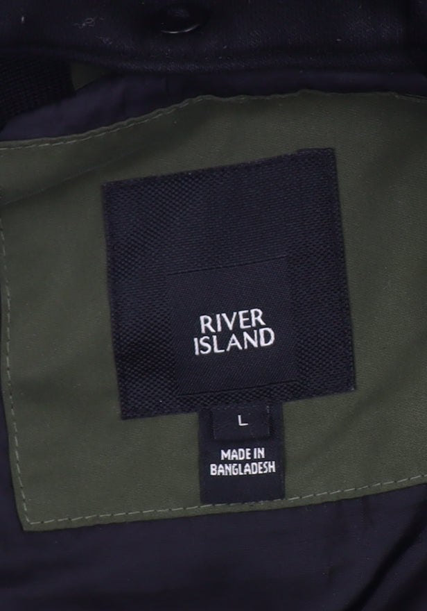 Mens UK Size L River Island Green Bomber Jacket