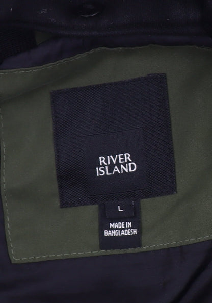Mens UK Size L River Island Green Bomber Jacket