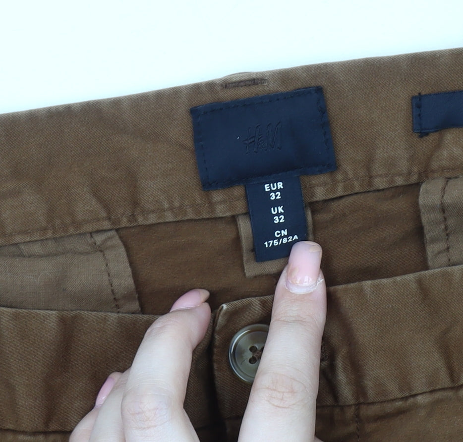 H&M Men's Brown Chino Trousers Size 32