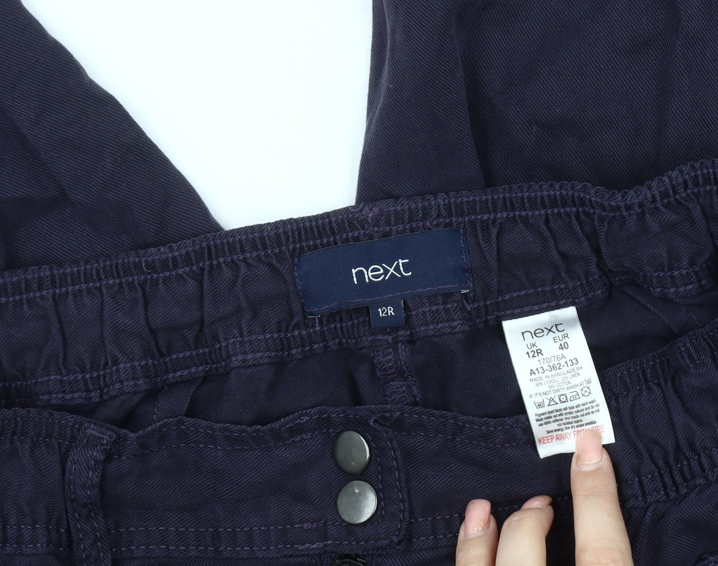 Womens UK Size 12 NEXT Regular Fit Cropped Blue Trousers