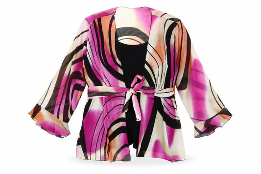 Womens UK Size XL BASSINI Multicoloured Kimono Blouse