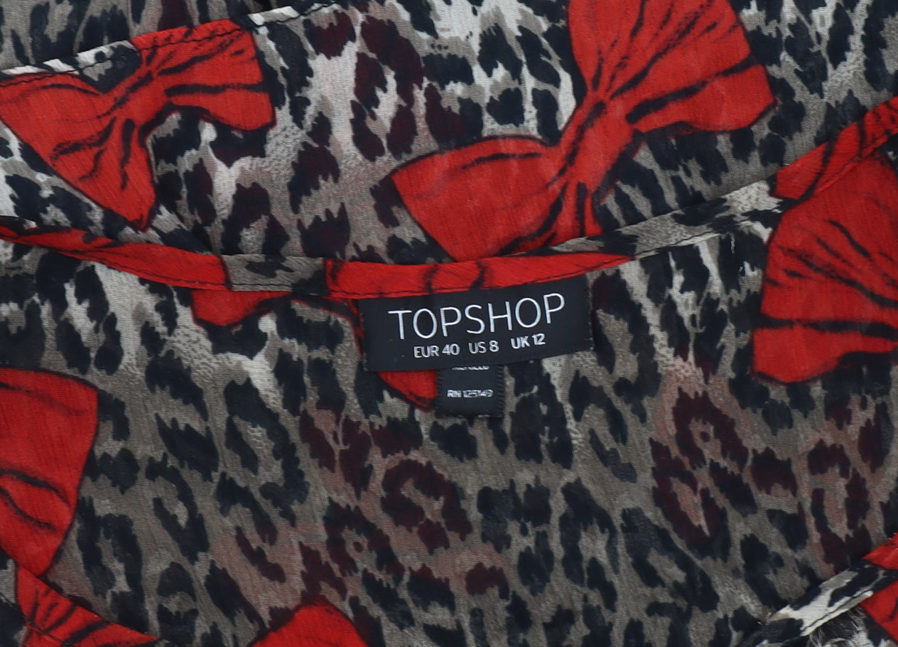 Womens UK Size 12 Topshop Multicoloured Tunic Blouse