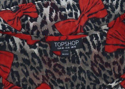 Womens UK Size 12 Topshop Multicoloured Tunic Blouse