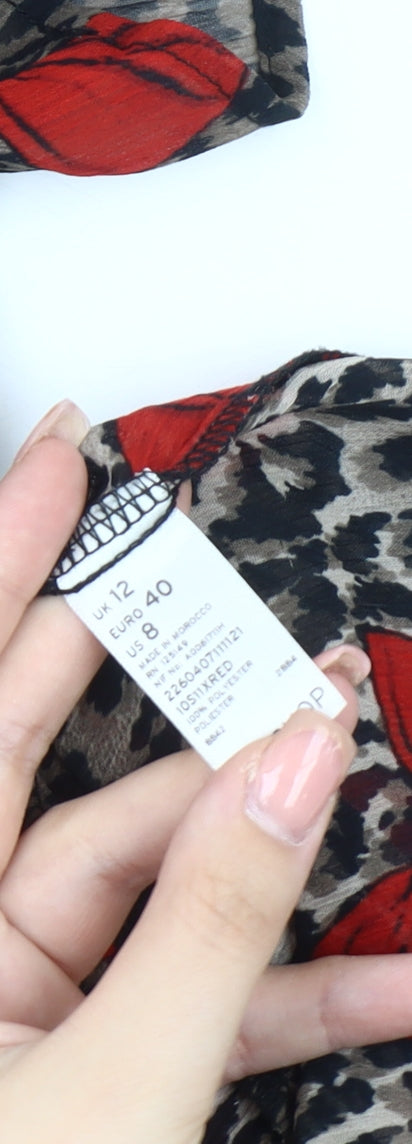 Womens UK Size 12 Topshop Multicoloured Tunic Blouse