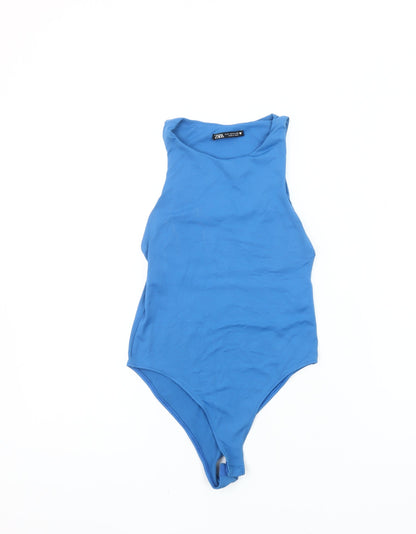 Zara Women's Blue Sleeveless Bodysuit S Slim Fit