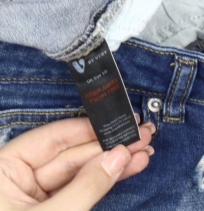 Very Women's Blue Cropped Distressed Jeans Size 10