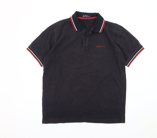 Ben Sherman Men's Black Cotton Polo Shirt Size M