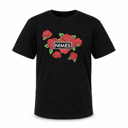 Nîmes Men's Black Rose Graphic T-Shirt