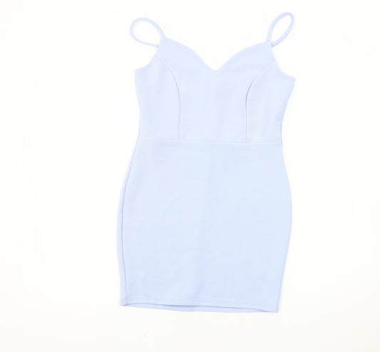 Miss Selfridge Women's Blue Petite Bodycon Dress Size 8