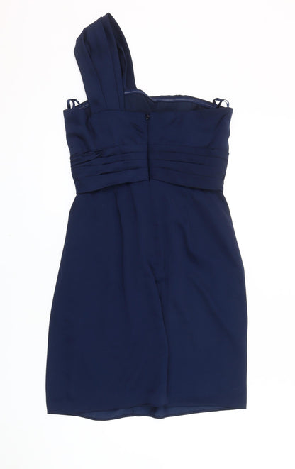 BCBGMAXAZRIA Women's Blue One Shoulder Dress, Size 10, Party Style